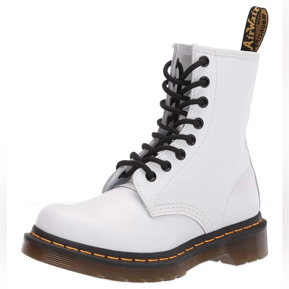 Dr. Martens The Original 1460 White Leather Boots, Size 9
